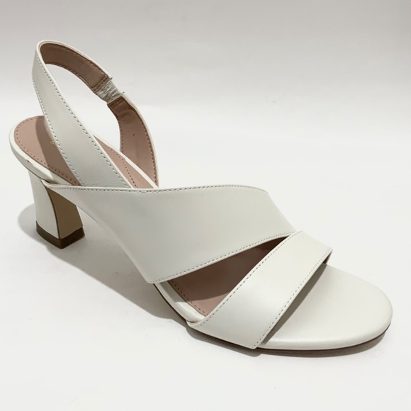 Cole Haan Amalia Ivory White Leather Slingback Sandal 65 Block Heel Pumps 8 - Picture 9 of 10